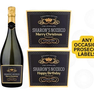 Aangepaste Prosecco Fles Label Sticker Cadeau voor hen, mama, papa, feestdecor, jubileum, handgemaakte aandenken persoonlijk fotodecor zelfklevend