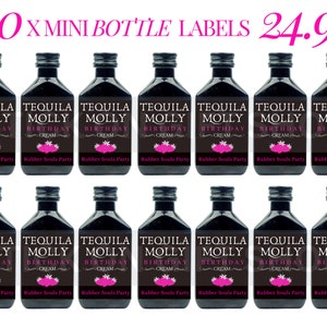 20 etichette personalizzate per bottiglie di tequila mini - Bomboniere per feste di matrimonio - qualsiasi occasione, festa aziendale di Natale, vigilia di Santo Stefano