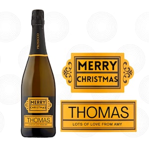 Naklejka na butelkę Prosecco z nadrukiem na zamówienie Prezent dla nich, mamy, taty, dekoracja imprezy, rocznica, prezent na Wigilię i Boxing Day dla rodziny, do samodzielnego naklejenia