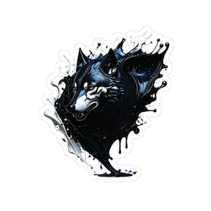 Color Splash Wolf Sticker - Unique Kiss-Cut Sticker, Animal Lover Gift, Laptop Decal, Nature Inspired Art, Wolf Spirit Decor