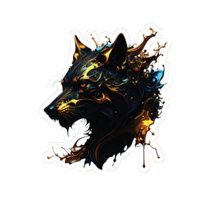Vibrant Color Splash Mystic Wolf Sticker - Unique Kiss-Cut Sticker, Animal Lover Gift, Laptop Decal, Nature Inspired Art, Wolf Spirit Decor