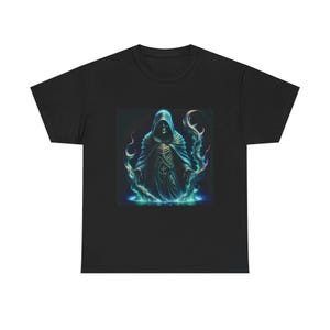 Gothic Unisex Heavy Cotton Tee, Perfect for Halloween, Grunge Style, Dark Aesthetic, Unique Graphic Tee, Great for Casual Outfits, Spooky