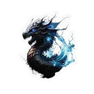Dragon Kiss-Cut Sticker - Mythical Creature Decal for Laptops, Journals, and More, Fearsome Dragon Sticker, Fantasy Decal,