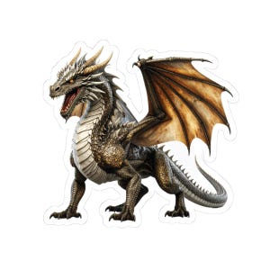 Dragon Kiss-Cut Sticker - Mythical Creature Decal for Laptops, Journals, and More, Fearsome Dragon Sticker, Fantasy Decal,