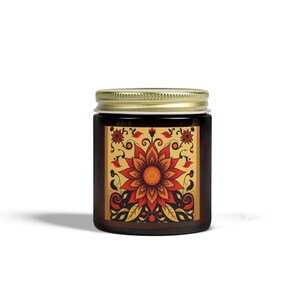 Candles, Tribal Flower Design, Scented Coconut Apricot Wax -Mother&#39;s Day Gift, Home Fragrance, Meditation