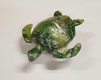 Handmade Hand Cast Sea Turtle Drawer Knob Pull Custom Painted