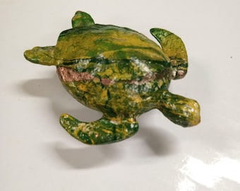 Handmade Hand Cast Sea Turtle Drawer Knob Pull Custom Painted