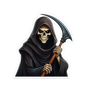 Grim Reaper Sticker: Spooky Halloween Laptop Decal