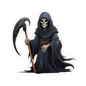 Grim Reaper Sticker: Spooky Laptop Decal