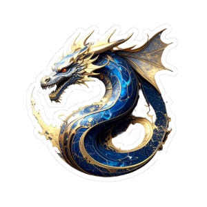 Dragon Kiss-Cut Sticker - Mythical Creature Decal for Laptops, Journals, and More, Fearsome Dragon Sticker, Fantasy Decal,