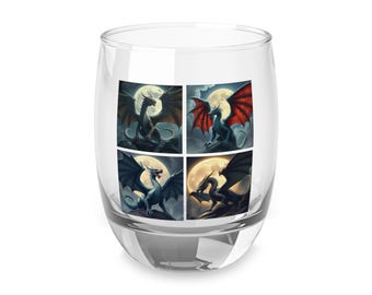 Dragon Wine Glass: Mythical Full Moon Design, 6oz