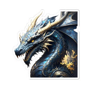Dragon Kiss-Cut Sticker - Mythical Creature Decal for Laptops, Journals, and More, Fearsome Dragon Sticker, Fantasy Decal,