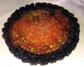 Oversized resin coaster looks like a tree slice gift for him rustic cabin decor Fathers day gift