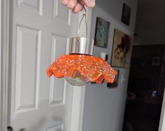 Solar Garden Light Orange Sherbet Resin Shade Color Changing Bulb Outdoor Lantern Boho Decor