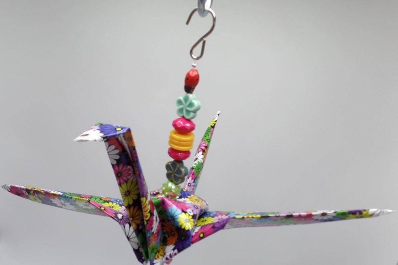 Large Vinyl Origami Crane Plant Extender 12 Inch Wingspan Flowers Theme Bird Feeder Hanger Outdoor Or Indoor Decoration Gift Hippie