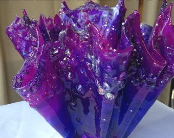 Purple Haze resin sculpture looks like stained glass hand made collector art rare find