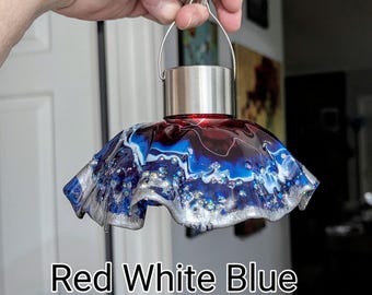 Color Changing Resin Flower Solar Garden Light with Crackle Glass Shade