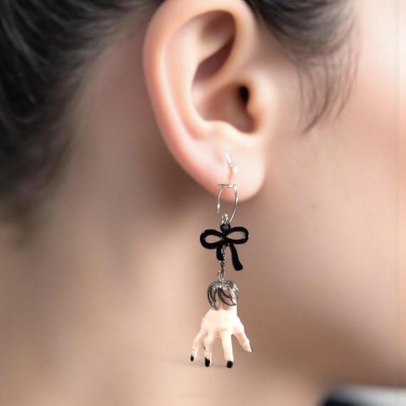 Summerween | Halloween Earrings | Wednesday Aadams | Boho Accessory| Spooky Gothic |Handmade | Jewelry for Costumes