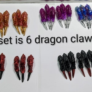 Handmade Resin Dragon Claws Cosplay Costume Accessories Fantasy Goth Props Set of 6