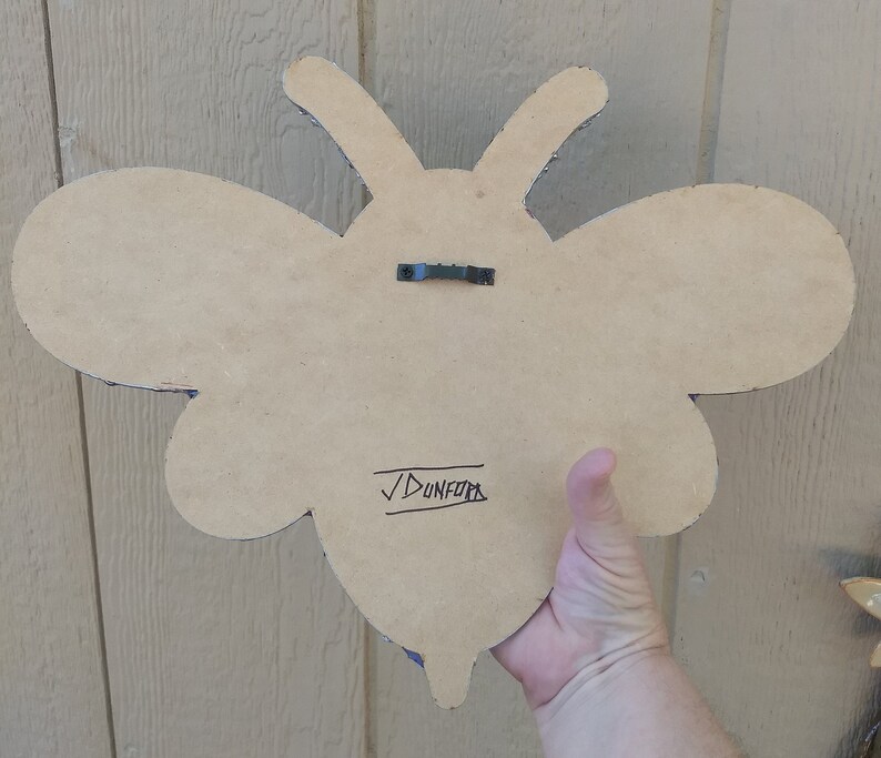 Unique Purple Bee Epoxy Wall Art With Silver Accents and Nature