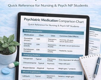 Psychiatric Medication Comparison Chart | Psych NP Study Guide (PDF Download)