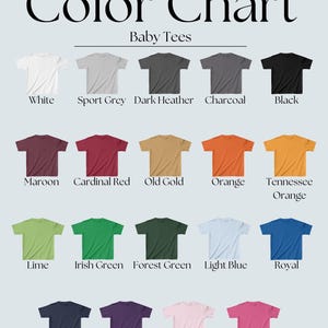 May include: Color chart for baby tees