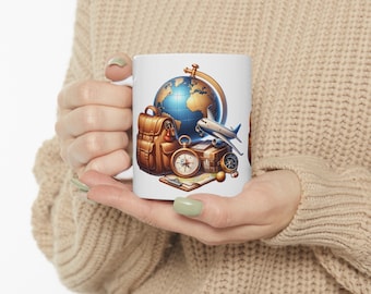 Wanderlust Travel Ceramic Mug, (11oz)