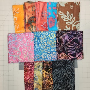 Assorted Batik Fabric Fat Quarter Bundle – 26 Hand-Dyed Cotton Pieces for Quilting, Sewing & Crafts