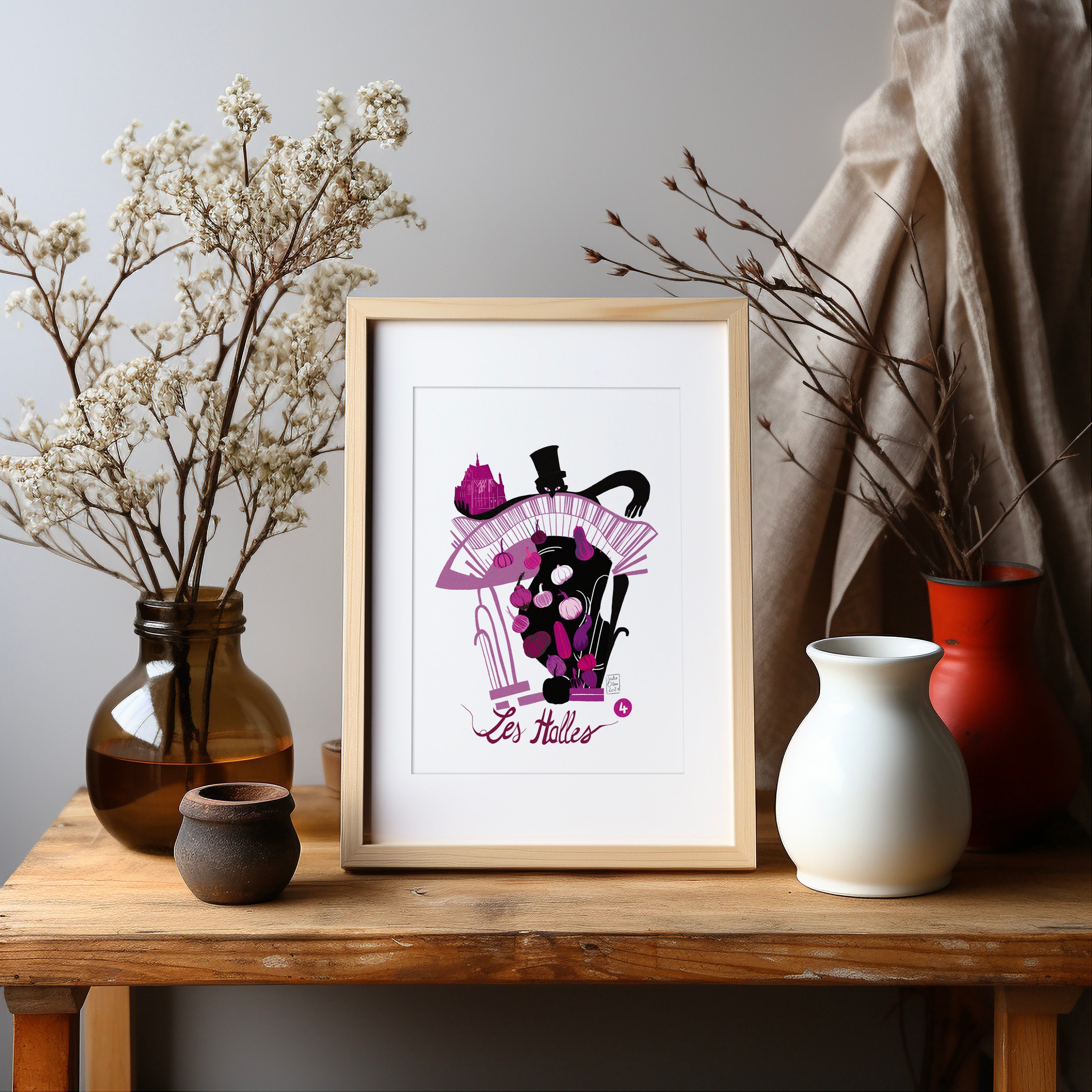 Paris travel poster, metro, "Les halles", Parisian wall art, travel gift, airbnb art, housewarming gift, Paris decoration