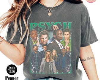 Psych TV Show Cast Collage T-Shirt, Shawn and Gus Fan Tee