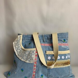 Sac élégant Brodé Main En Vichy à Carreaux Et Cœur - Dentelle, Ruban, Sac De Soirée écru