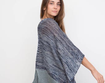 Poncho - Summer Fun!  Navy with Seafoam Edging