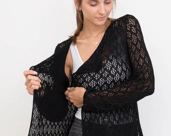 Bamboo Lace Cardigan - Black