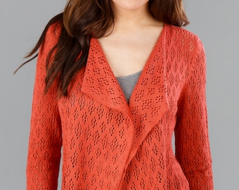 Bamboo Lace Cardigan - Persimmon