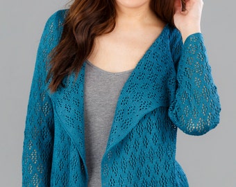 Bamboo Lace Cardigan - Teal