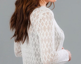 Bamboo Lace Cardigan - Winter White