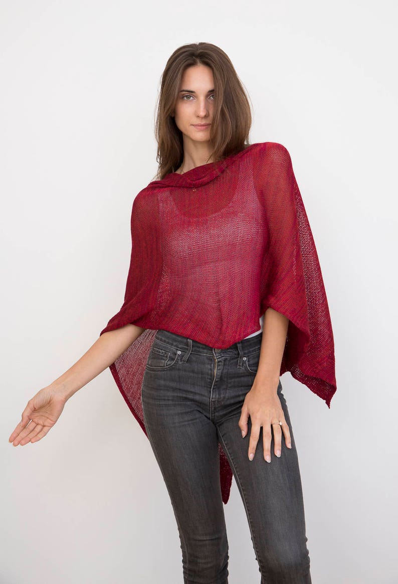 All Season Poncho: Red image 2