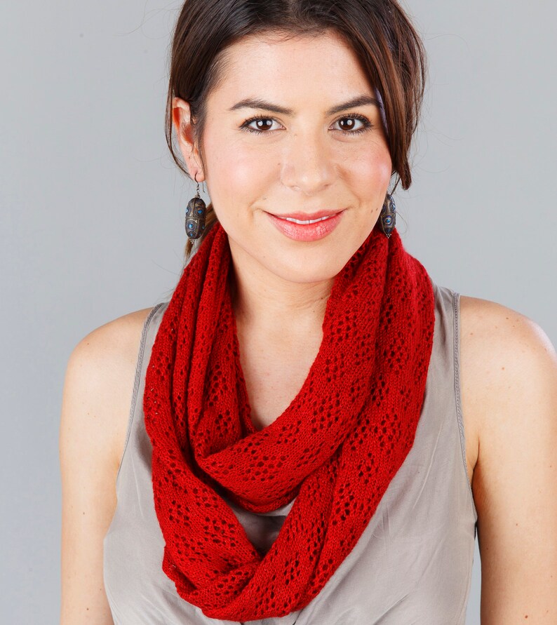 Infinity Scarf Red, Burgundy, Orange Carnelian Red