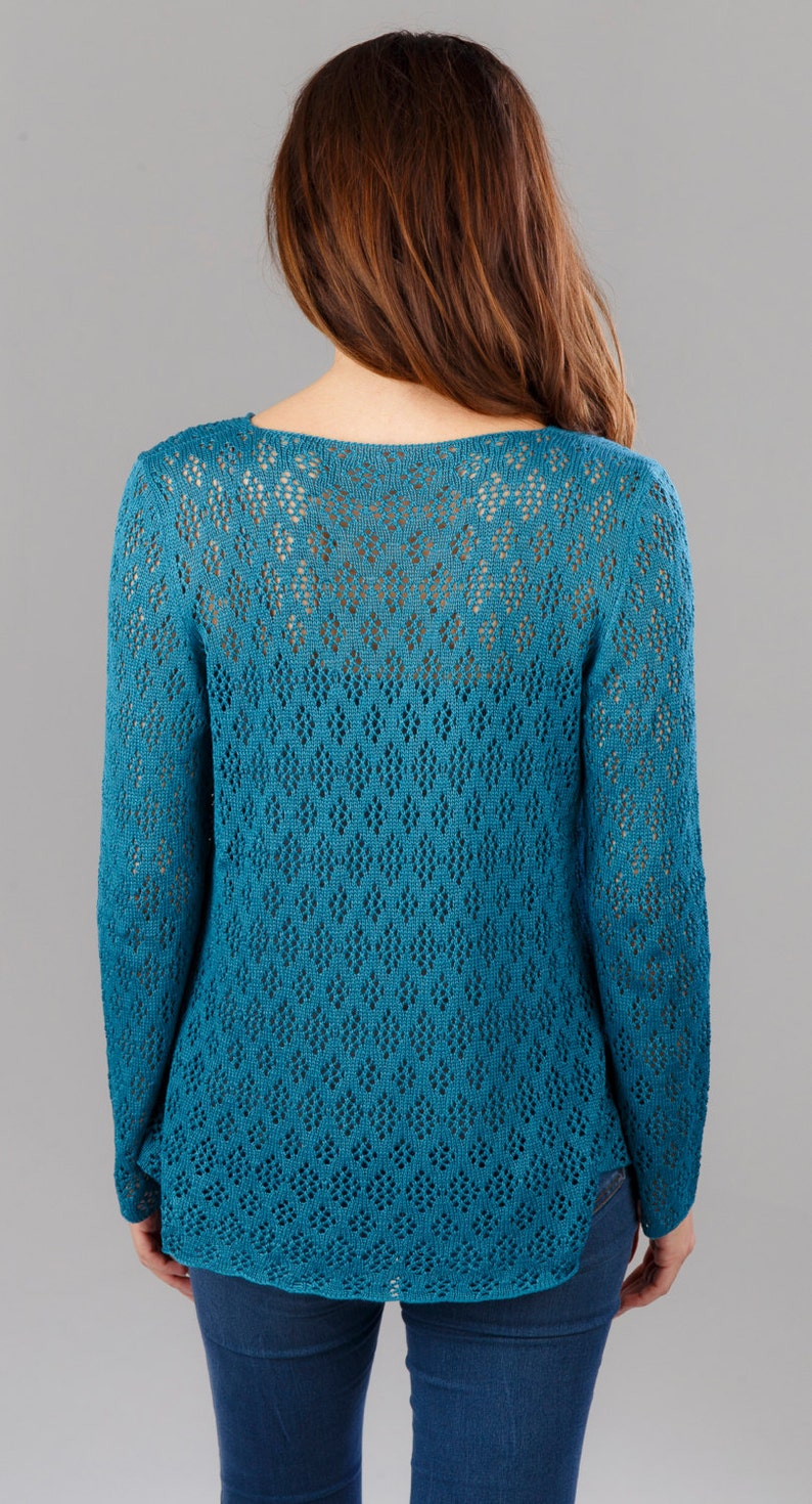 Bamboo Lace Cardigan Teal image 4