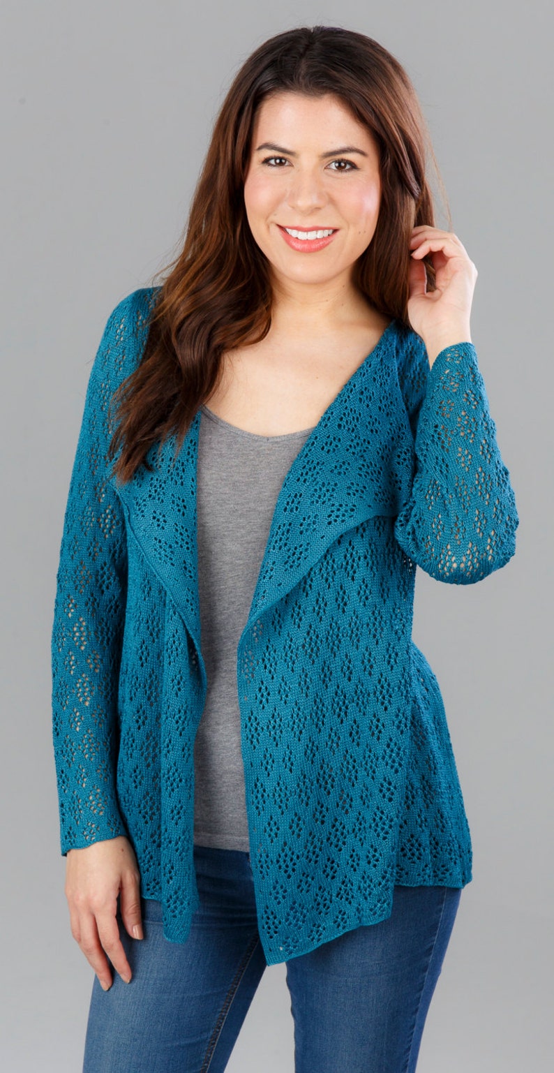 Bamboo Lace Cardigan Teal image 1