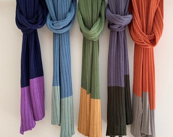 Two-Tone Knit Bamboo Scarf, Hypoallergenic Soft Fiber