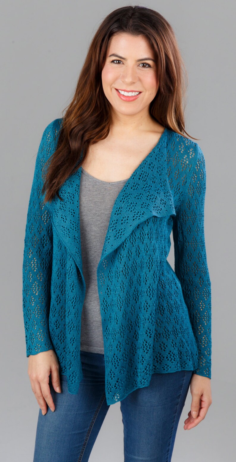 Bamboo Lace Cardigan Teal image 3