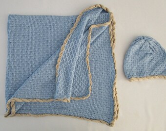 Bamboo Baby Blanket & Hat - Sky Blue