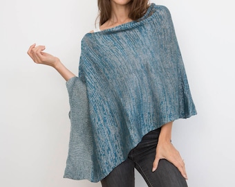 Teal Poncho - Lightweight Cotton & Linen