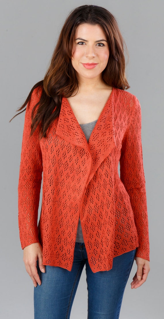 Bamboo Lace Cardigan Persimmon - Etsy