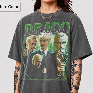 ドラコ・マルフォイTシャツ、スリザリンTシャツ、魔法使いの服、ユニセックスグラフィックトップYS