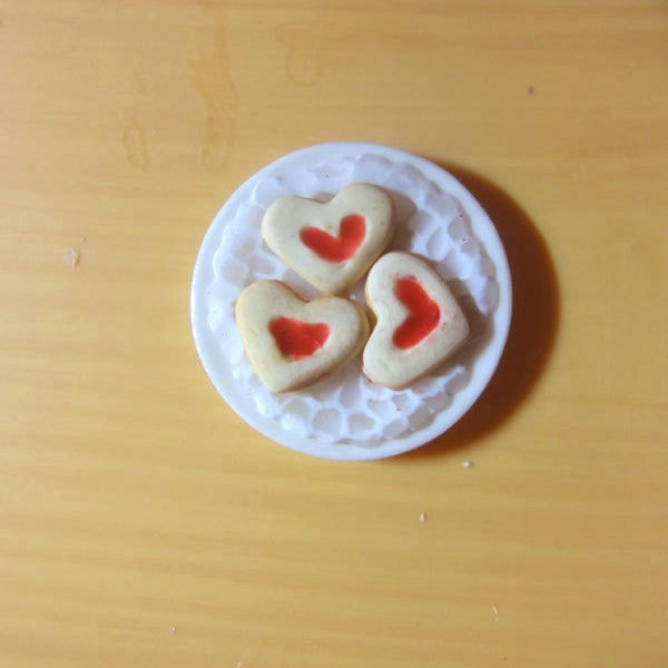 Miniature Plate of Valentine Thumbprint Cookies