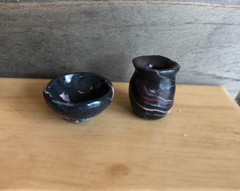 Miniature Decorative Bowl and Vase Set 1:12 Scale