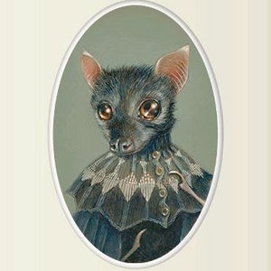 Bat in sweater cape art print, animal pet portrait painting wall art, 8x10 home decor art print, &quot;Charlotte&quot;