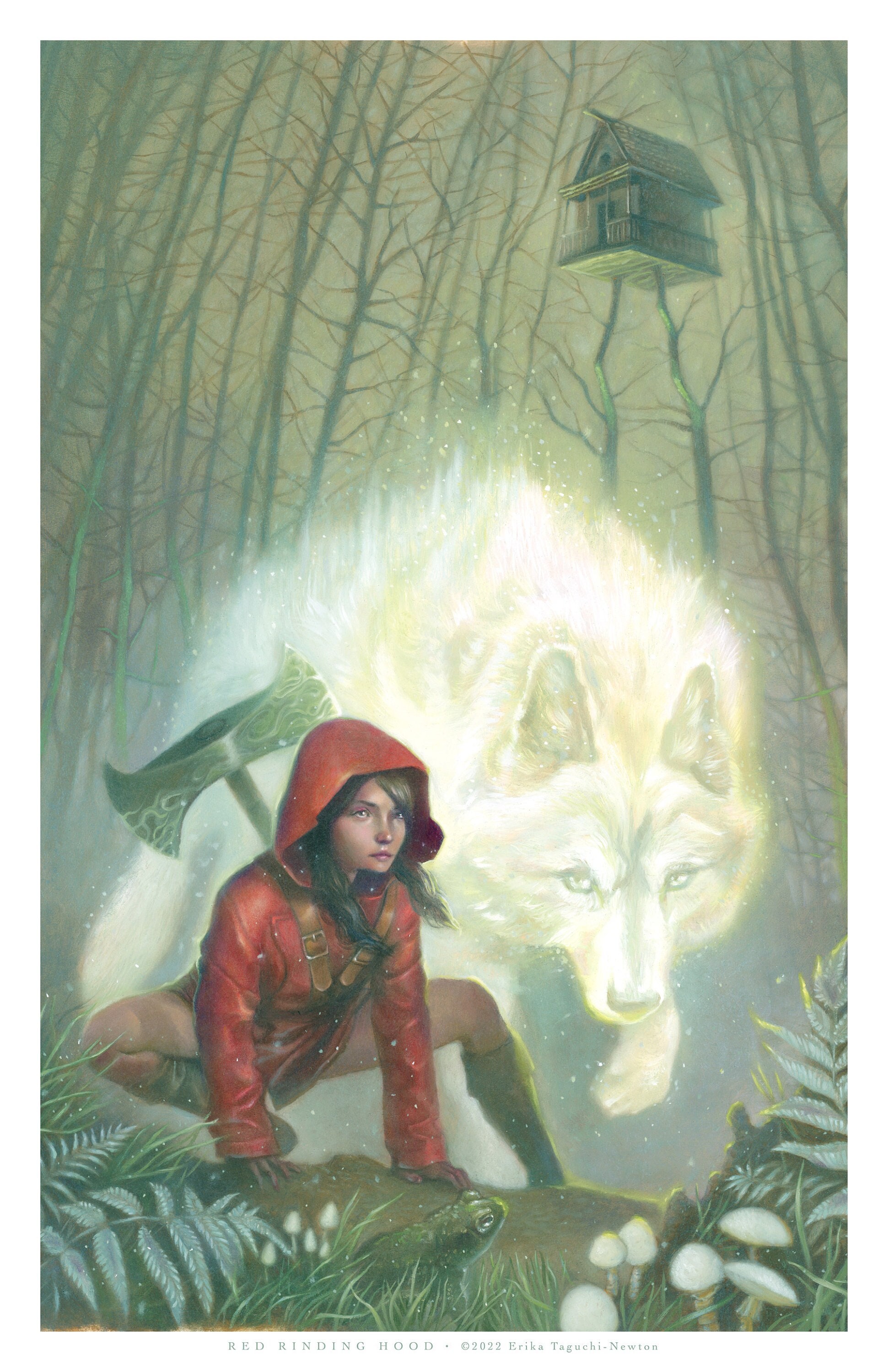 Red Riding Hood Fantasy Art, 11x17 Fair Tale Retelling Painting